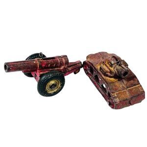Vintage Arcade WWI Military Tank 3960 Howitzer Cannon 3940 Cast Iron Toy 1920s